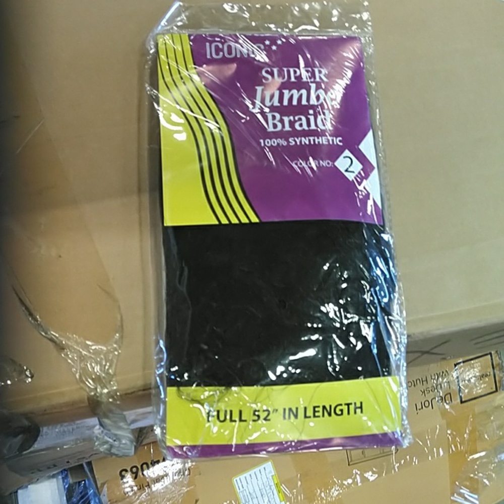 NEW in pkg. ICONIC super jumbo braid 100% synthetic color no. 2 52" 4 pk. Lot